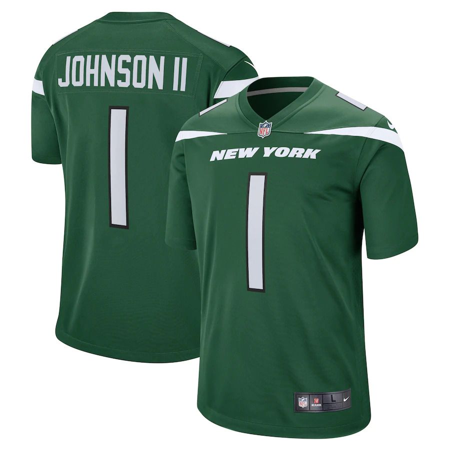 Men New York Jets 1 Jermaine Johnson II Nike Gotham Green 2022 NFL Draft First Round Pick Game Jersey